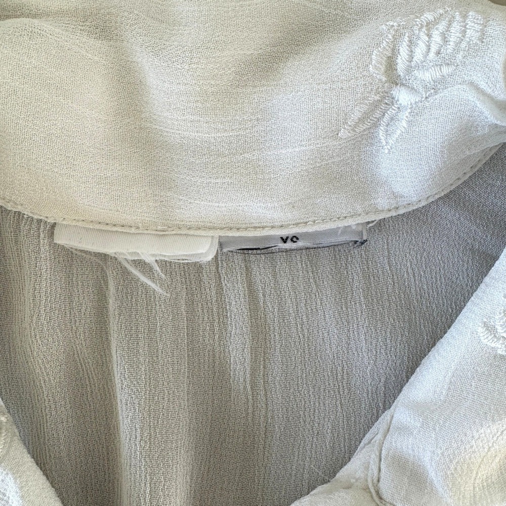 Sheer Floral Embroidered Top XS Ivory Cottagecore Coquette Boho Dainty Layering - Picture 8 of 12